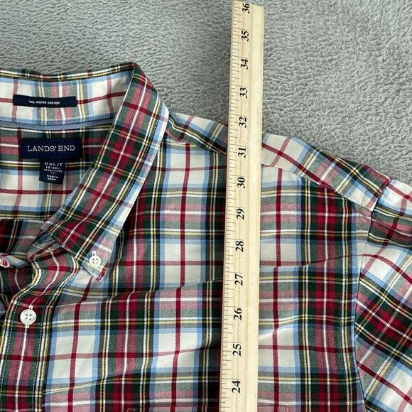 Lands End Mens Sail Rigger Oxford Plaid Shirt XXL Traditional Fit 4937 - Picture 5 of 8